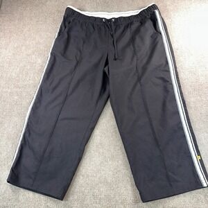 Life Black Cropped Track Pants Capri Joggers Side Stripe Drawstring Mens Large